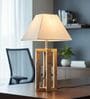 Rustic Natural Wood Table Lamp with Square White Fabric Shade