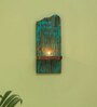 Rustic Radiance Antique Finish Blue Mango Wood Wall Tea Light Holder
