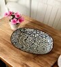 Rustic Stone | Floral Charm Handcrafted Ceramic Oval Serving Platter & Snack Plates (Set of 2)