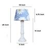 Rustic White Mangowood Table Lamp With Narcissue Floral Print Satin Shade