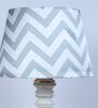 Rustic White Mangowood Table Lamp With Maze Print Satin Shade