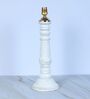 Rustic White Mangowood Table Lamp With Off White Satin Shade