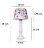 Rustic White Mangowood Table Lamp With Flower Print Satin Shade