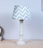 Rustic White Mangowood Table Lamp With Maze Print Satin Shade