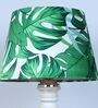 Rustic White Mangowood Table Lamp With Palm Print Satin Shade