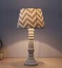 Rustic White Mangowood Table Lamp With Maze Print Satin Shade