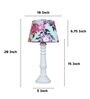 Rustic White Mangowood Table Lamp With Carnation Print Satin Shade
