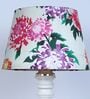 Rustic White Mangowood Table Lamp With Carnation Print Satin Shade