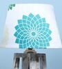 Rustic White Illuminique Mangowood Table Lamp With Dahlia Floral Print Satin Shade