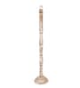 Rustic Wood Floor Lamp in Walnut Brown with Multicolor Fabric Shade, Grey