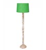 Rustic Wood Floor Lamp, Walnut Brown with Multicolor Fabric Shade, Roman Voyage, Green