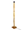Rustic Wood Floor Lamp, Walnut Brown with Multicolor Fabric Shade, Fanny Figure, Green