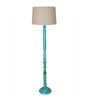 Rustic Wood Floor Lamp, Walnut Brown with Multicolor Fabric Shade, Algae Stick, Jute