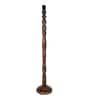 Rustic Wood Floor Lamp, Walnut Brown with Multicolor Fabric Shade, Grey
