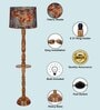 Rustic Wood Floor Lamp, Walnut Brown with Multicolor Fabric Shade, Floreo Meadow