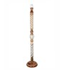 Rustic Wood Floor Lamp, Walnut Brown with Multicolor Fabric Shade, Twisted Ropes, Red