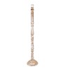 Rustic Wood Floor Lamp, Walnut Brown with Multicolor Fabric Shade, Roman Voyage, Green