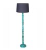 Rustic Wood Floor Lamp, Walnut Brown with Multicolor Fabric Shade, Algae Stick, Grey