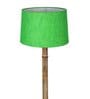 Rustic Wood Floor Lamp in Walnut Brown with Multicolor Fabric Shade, Dome Base, Green