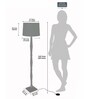 Rustic Wood Floor Lamp, Walnut Brown with Multicolor Fabric Shade, Fanny Figure, Grey