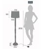 Rustic Wood Floor Lamp in Walnut Brown with Multicolor Fabric Shade, Grey