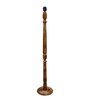 Rustic Wood Floor Lamp in Walnut Brown with Multicolor Fabric Shade, Hurricane Design, Floreto Meadow