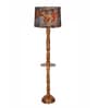 Rustic Wood Floor Lamp, Walnut Brown with Multicolor Fabric Shade, Floreo Meadow