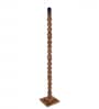 Rustic Wood Floor Lamp, Walnut Brown with Multicolor Fabric Shade, Sweetie Round, Red