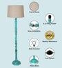Rustic Wood Floor Lamp, Walnut Brown with Multicolor Fabric Shade, Algae Stick, Jute