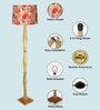 Rustic Wood Floor Lamp, Walnut Brown with Multicolor Fabric Shade, Fanny Figure, Bird