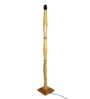 Rustic Wood Floor Lamp, Walnut Brown with Multicolor Fabric Shade, Fanny Figure, Bird