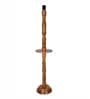 Rustic Wood Floor Lamp, Walnut Brown with Multicolor Fabric Shade, Tray End Table, Off-White