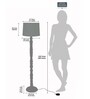 Rustic Wood Floor Lamp, Walnut Brown with Multicolor Fabric Shade, Algae Stick, Grey