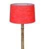 Rustic Wood Floor Lamp in Walnut Brown with Multicolor Fabric Shade, Dome Base, Red Shade