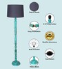 Rustic Wood Floor Lamp, Walnut Brown with Multicolor Fabric Shade, Algae Stick, Grey