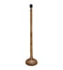 Rustic Wood Floor Lamp in Walnut Brown with Multicolor Fabric Shade, Dome Base, Off-White Shade