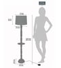 Rustic Wood Floor Lamp, Walnut Brown with Multicolor Fabric Shade, Floreo Meadow