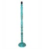 Rustic Wood Floor Lamp, Walnut Brown with Multicolor Fabric Shade, Algae Stick, Jute