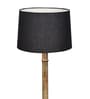 Rustic Wood Floor Lamp in Walnut Brown with Multicolor Fabric Shade, Dome Base, Grey Shade
