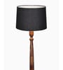 Rustic Wood Floor Lamp in Walnut Brown with Multicolor Fabric Shade, Hurricane, Grey Shade