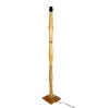 Rustic Wood Floor Lamp, Walnut Brown with Multicolor Fabric Shade, Fanny Figure, Yellow
