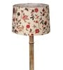 Rustic Wood Floor Lamp in Walnut Brown with Multicolor Fabric Shade, Dome Base, Vine and Flower Shade