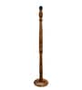 Rustic Wood Floor Lamp in Walnut Brown with Multicolor Fabric Shade, Hurricane, Yellow Shade