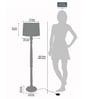 Rustic Wood Floor Lamp in Walnut Brown with Multicolor Fabric Shade, Hurricane, Grey Shade