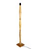 Rustic Wood Floor Lamp, Walnut Brown with Multicolor Fabric Shade, Antique Floor Light, Fanny Figure, Red