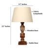 Rustic Wooden Table Lamp  with Cream Fabric Shade | Modern Farmhouse Bedside Lamp for Living Room, Bedroom & Home D cor