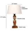 Rustic Wooden Table Lamp  with White Fabric Shade | Modern Farmhouse Bedside Lamp for Living Room, Bedroom & Home D cor