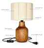 Rustic Wooden Table Lamp with Beige Fabric Shade