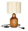 Rustic Wooden Table Lamp with Beige Fabric Shade