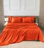 Red 400TC 100% Cotton Solid Flat Super King Bedsheet With 2 Pillow Covers
